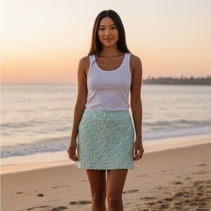 New Crown & Ivy Green Floral Skirt 12